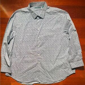 Perry Ellis Blue and White Long Sleeve Dress Shirt 4X 100% Cotton